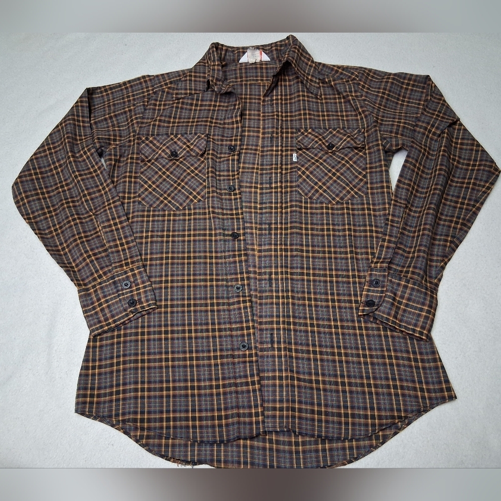 Levi's Brown and Orange Plaid Casual Shirt